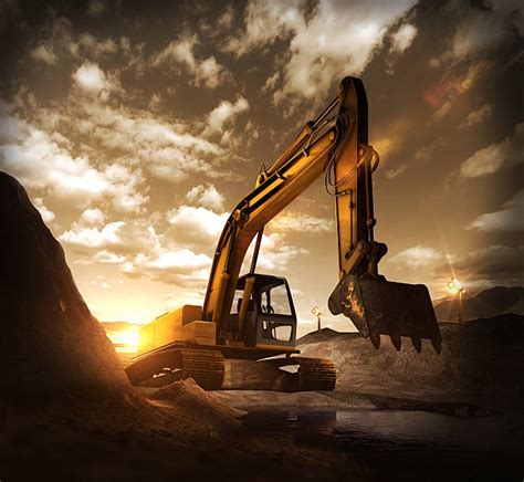 mini excavator sunset|Excavator Sunset Pictures, Images and Stock Photos.